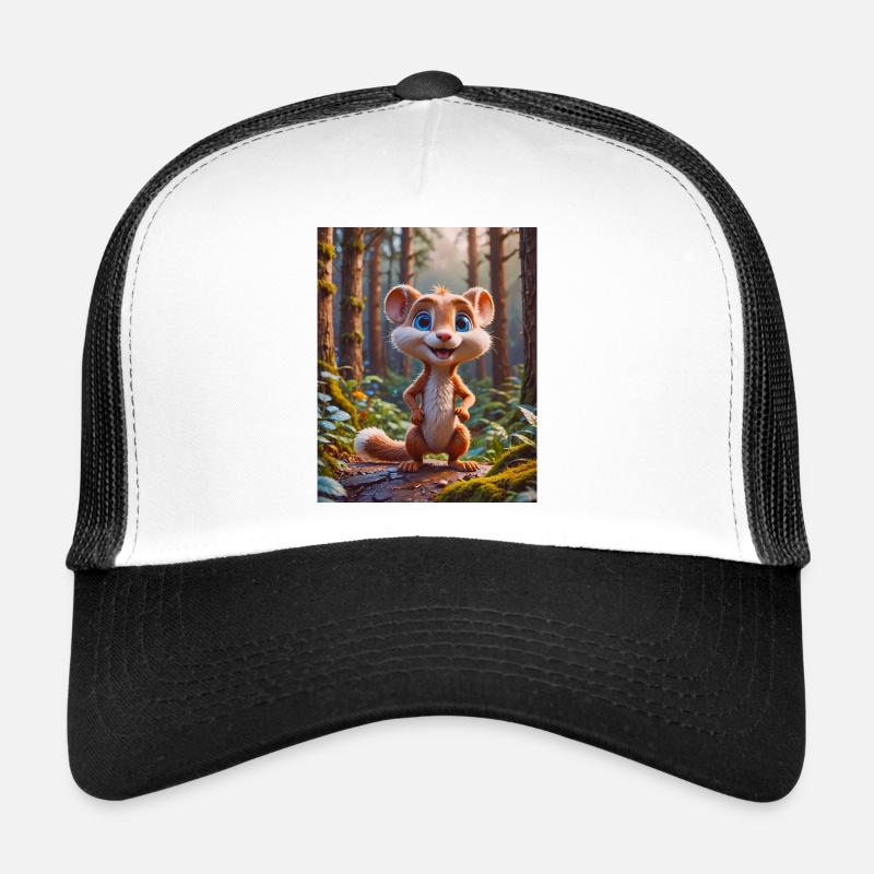 Animaux super mignons dans une forêt – belette Casquette trucker 
