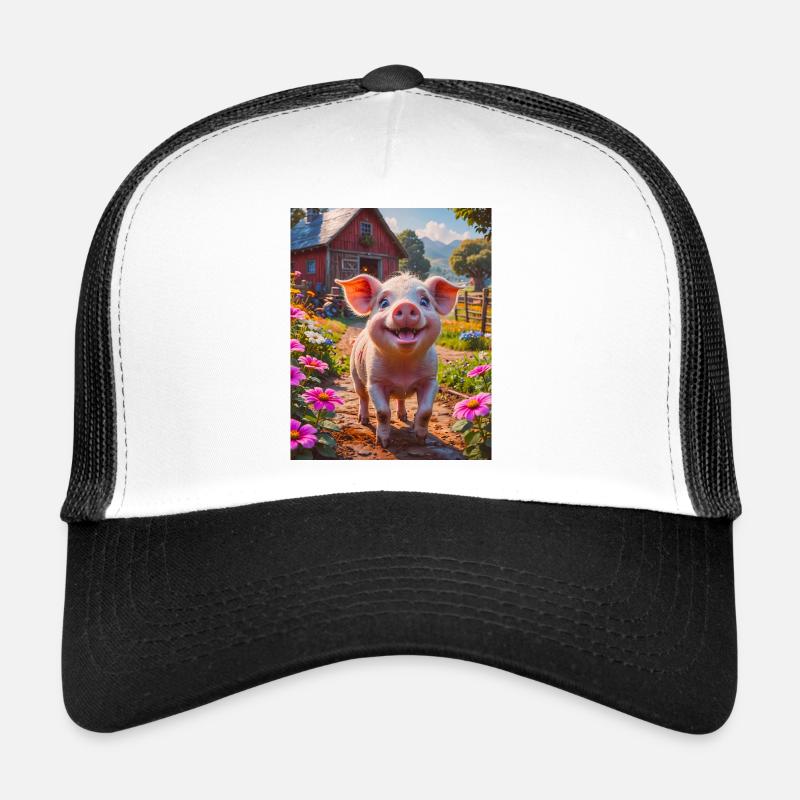 Animaux super mignons dans une forêt – cochon domestique Casquette trucker 