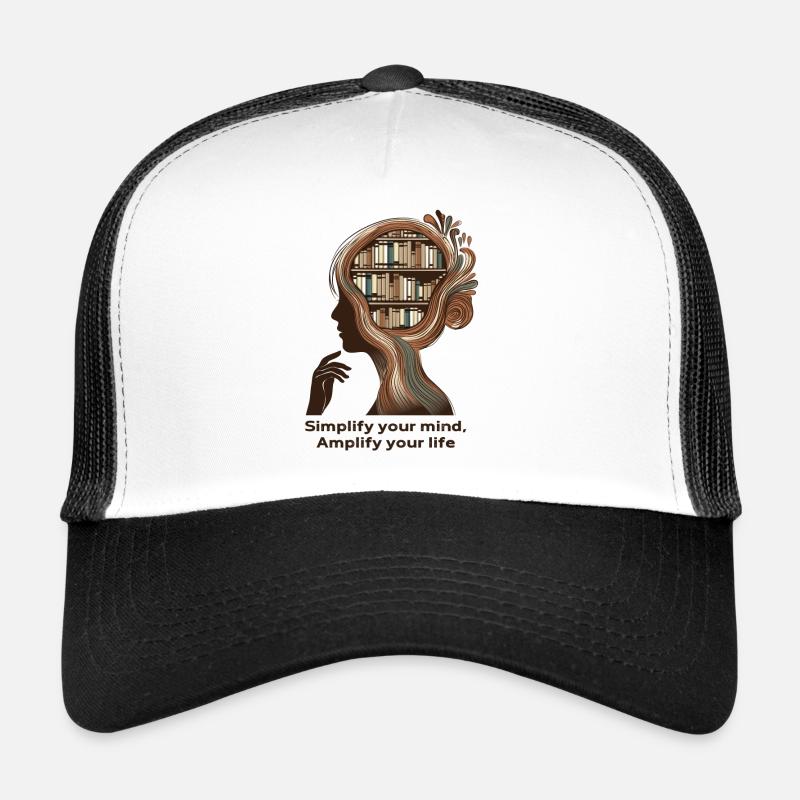 Simplify your mind Achtsamkeit Design - Trucker Cap - Weiß/Schwarz