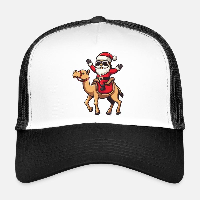 Kamel Weihnachtsmann Cartoon - Trucker Cap - Weiß/Schwarz