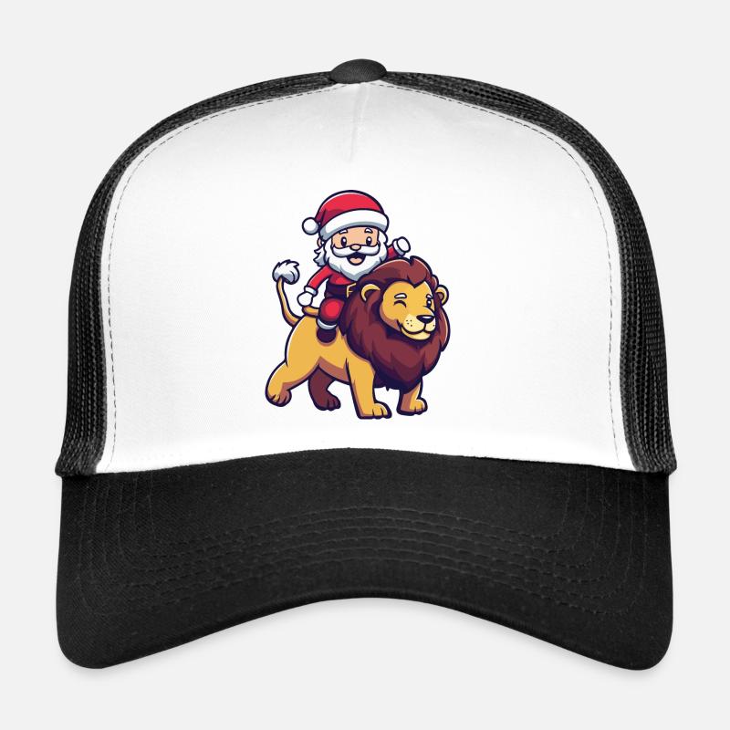 Lion Père Noël dessin animé Casquette trucker 
