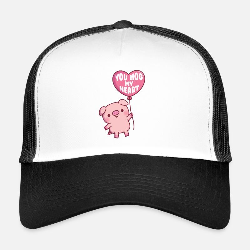 Cochon mignon avec ballon coeur tu monopolises mon coeur Casquette trucker 