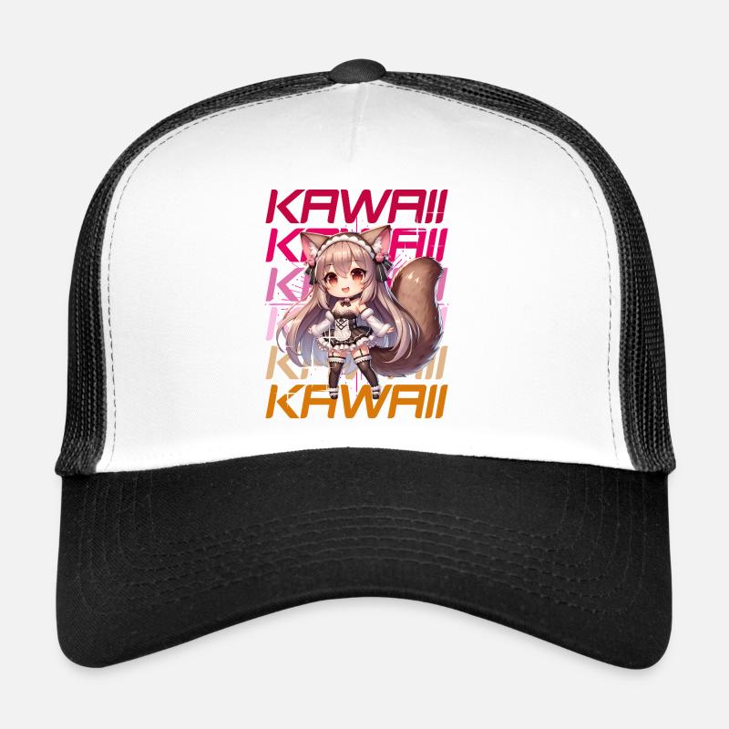 Kawaii Chibi Anime Mädchen im Katzen Kostüm Trucker Cap