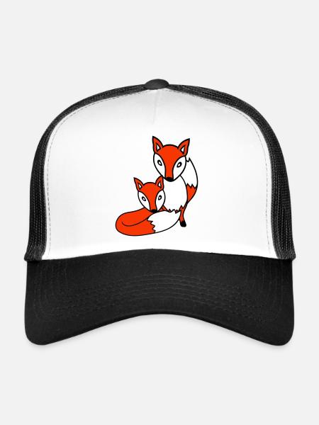 2 Amis Renards Roux Renard Deux Animaux Sauvages Équipe - Casquette trucker  - blanc/noir - Devant