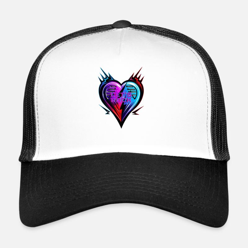 Herz LETs ROCK - Valentinstag - Trucker Cap - Weiß/Schwarz
