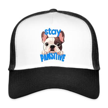 French Bulldog Stay Pawsitive - Trucker Cap - white/black - Front