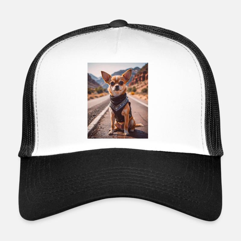 super mignon chiens victimes de la mode Chihuahua motard Casquette trucker 