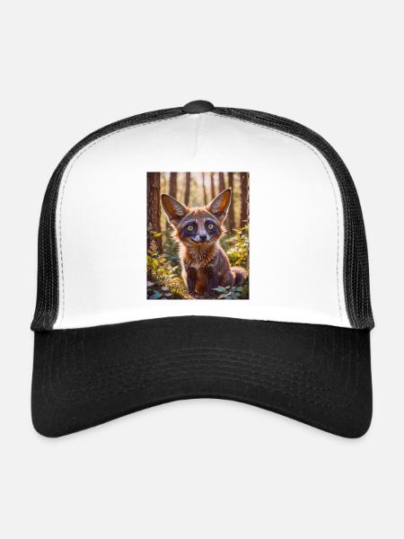 animaux africains super mignons – Renard à oreilles de chauve-souris - Casquette trucker  - blanc/noir - Devant