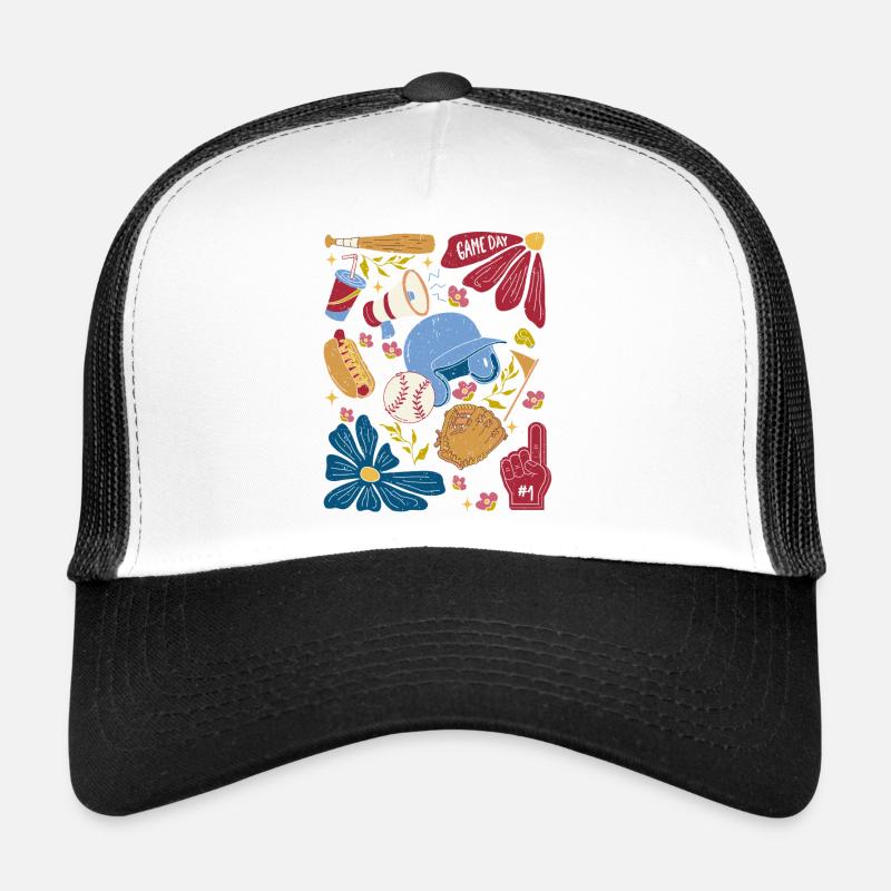 Game Day – Baseball Fan Design - Trucker Cap - Weiß/Schwarz