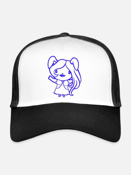 Bunny Girl Pretty Woman Bunny Waving Long Hair - Trucker Cap - white/black - Front