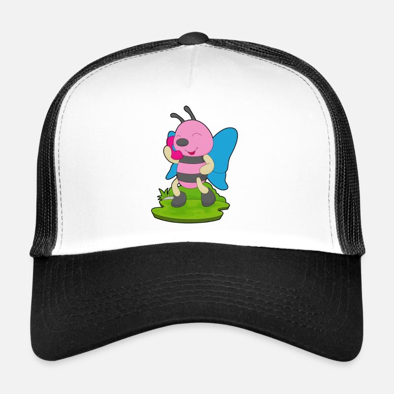 Schmetterling Telefon - Trucker Cap - Weiß/Schwarz