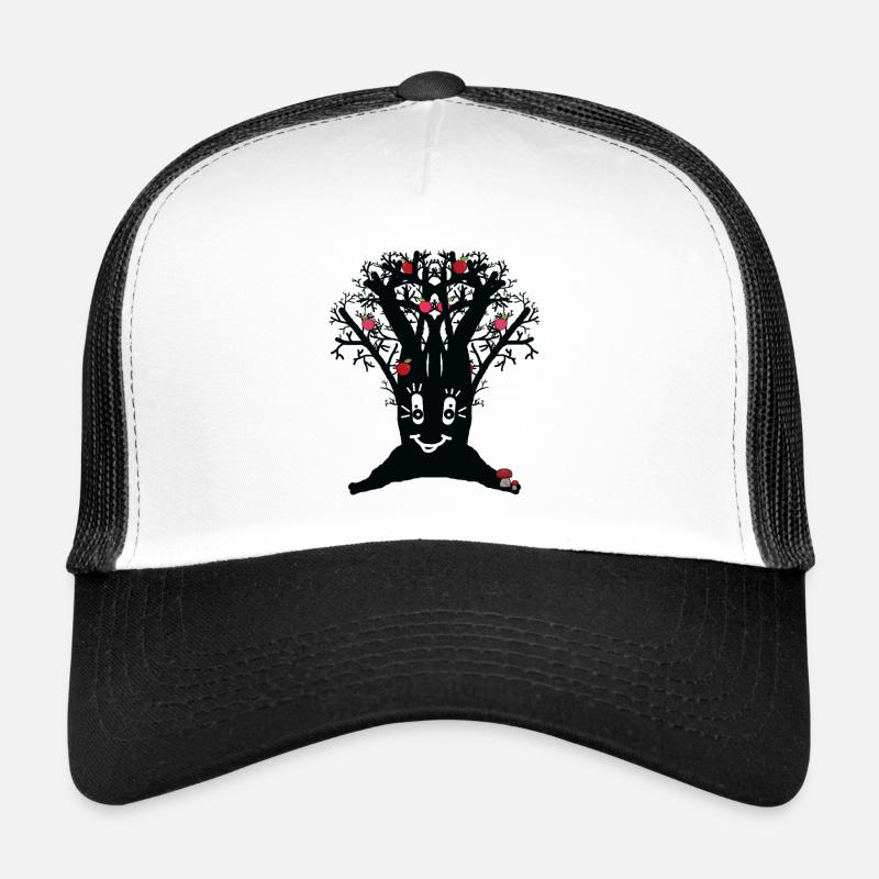 lustiger Apfelbaum Apfel Äpfel - Trucker Cap - Weiß/Schwarz