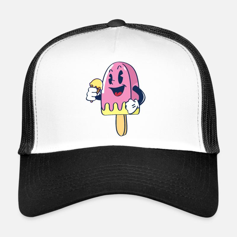 Fröhlicher Kindereis Charakter Eiscreme Eis - Trucker Cap - Weiß/Schwarz