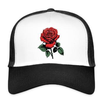 rote rose mit dornen muttertag - Trucker Cap - Weiß/Schwarz - Vorne