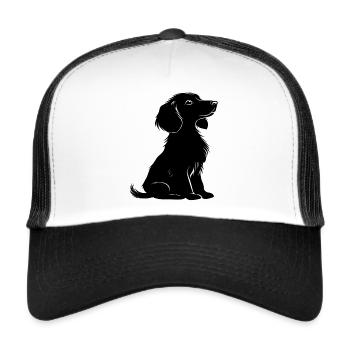 Teckel chien siège électrique silhouette noir animal de compagnie - Casquette trucker  - blanc/noir - Devant