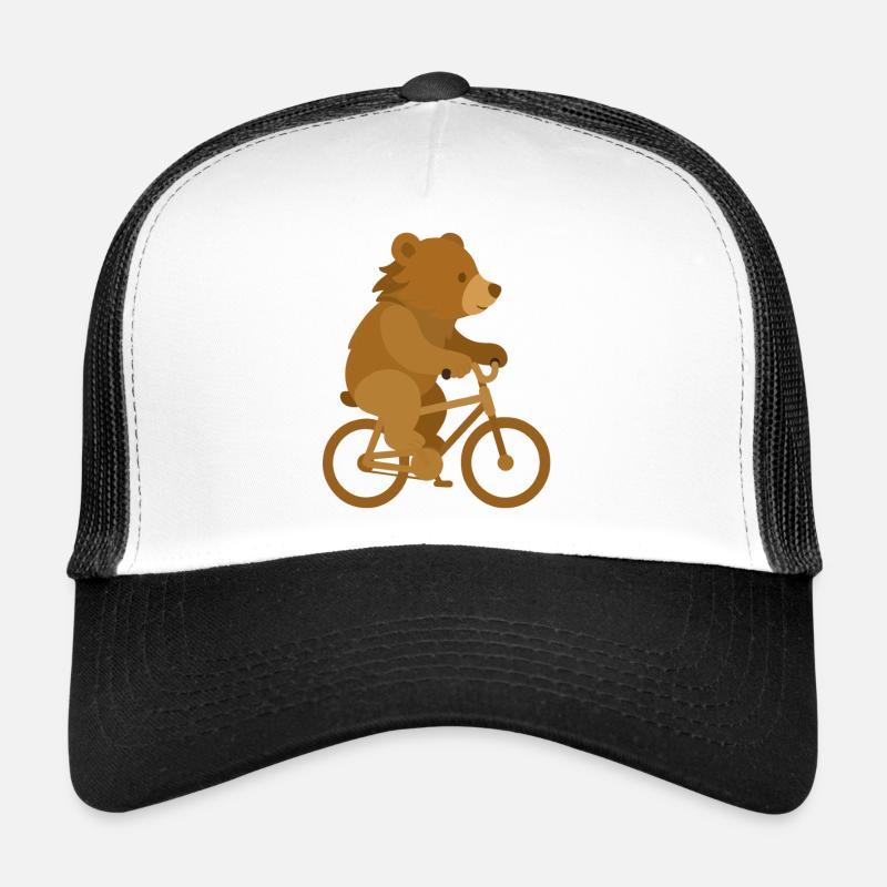 Cheerful Bear on Bicycle – Playful Animal Design Trucker Cap