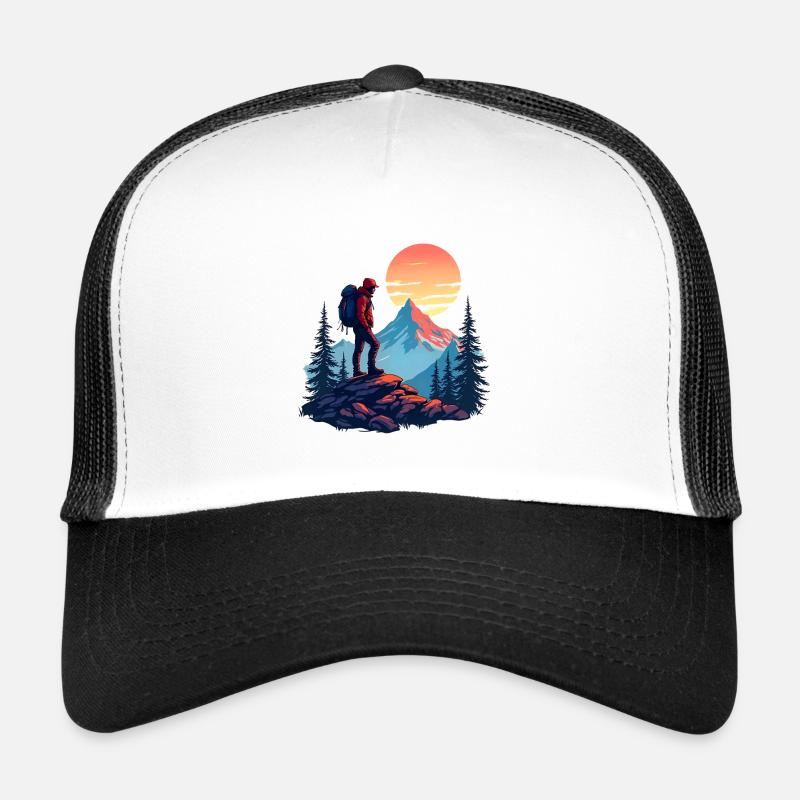 Randonneur Montagnes Coucher de soleil Casquette trucker 