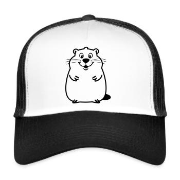 Pummeliger Bieber als Vektorgrafik - Trucker Cap - Weiß/Schwarz - Vorne
