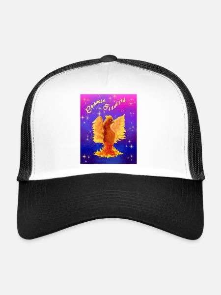 Un cyber-oiseau cosmique orange - Casquette trucker  - blanc/noir - Devant