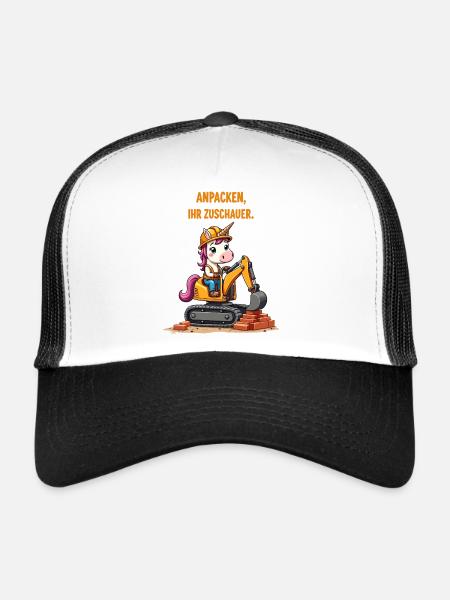 Maître excavatrice licorne - Casquette trucker  - blanc/noir - Devant