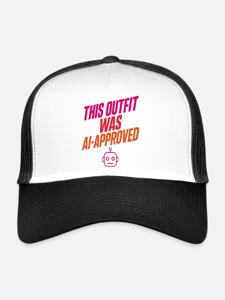 Dieses Outfit wurde KI-geprüft – lustiges Roboterdesign - Trucker Cap - Weiß/Schwarz - Vorne