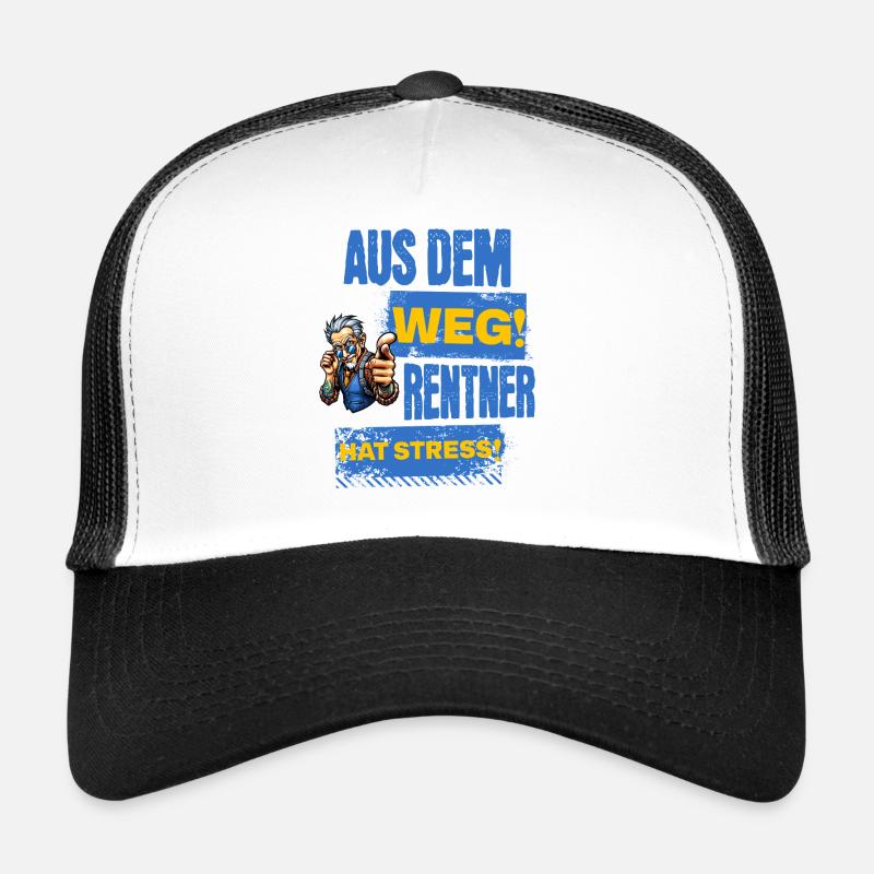 Cooler Rentner hat Stress. Trucker Cap