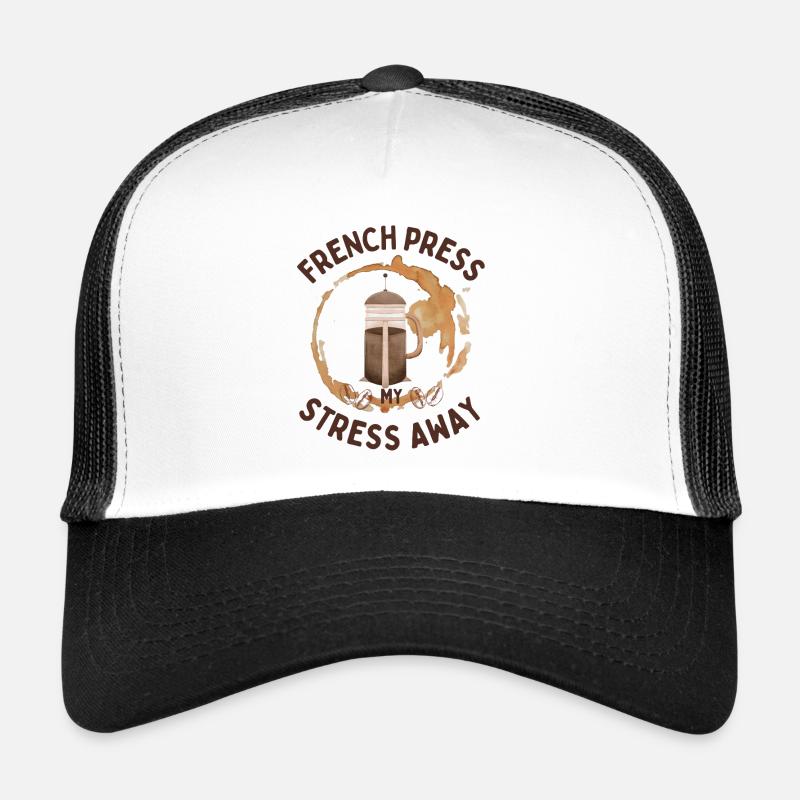 French Press Stress Away – Slow Coffee Design Trucker Cap