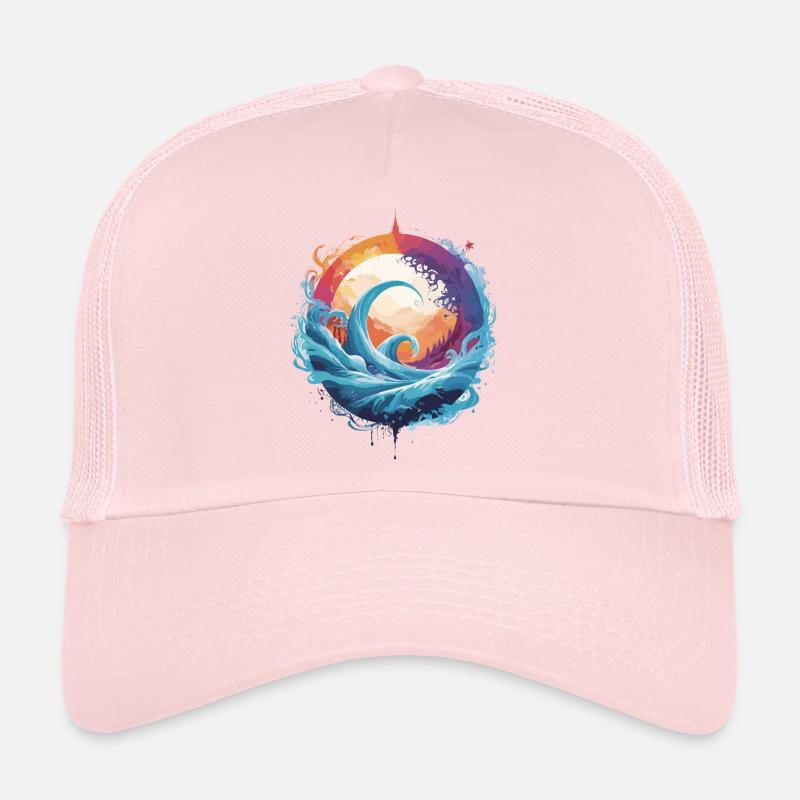 Vague dynamique et cercle de lune Casquette trucker 