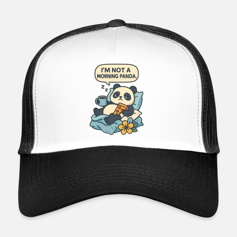 Relaxing panda with drink and pizza Trucker Cap