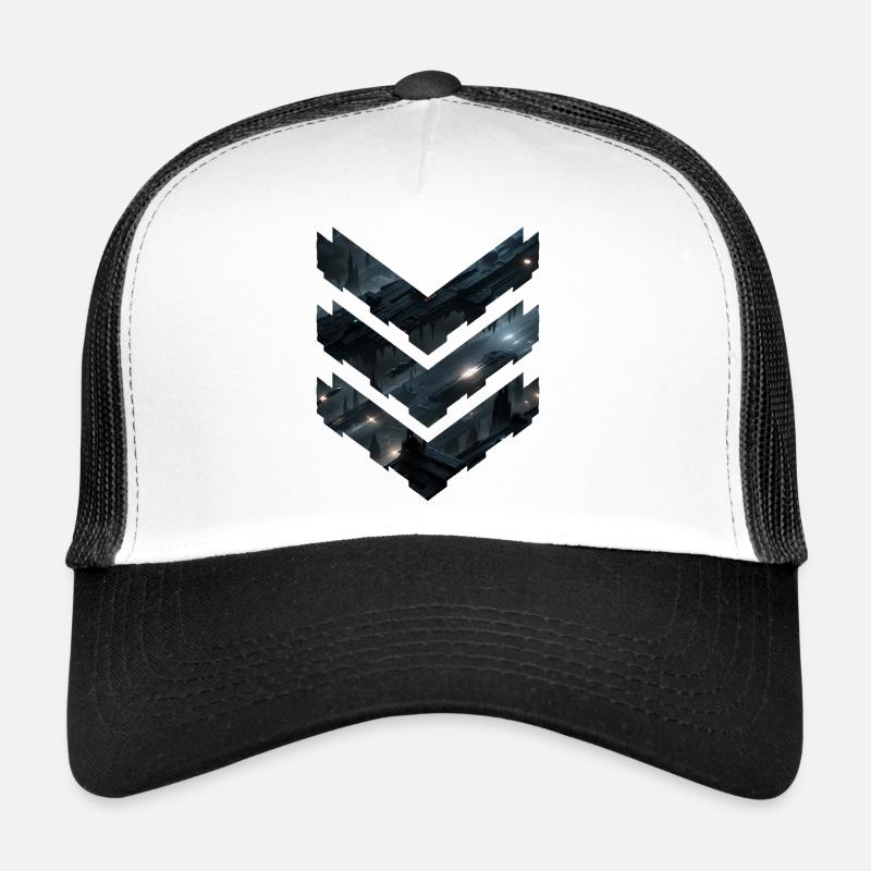 Futuristic Sci-Fi Space Station Layers – Dark City Trucker Cap