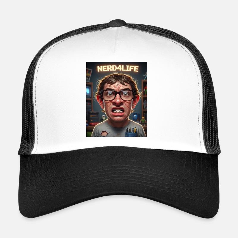 Nerd4Life Pixel Style Druck - Trucker Cap - Weiß/Schwarz