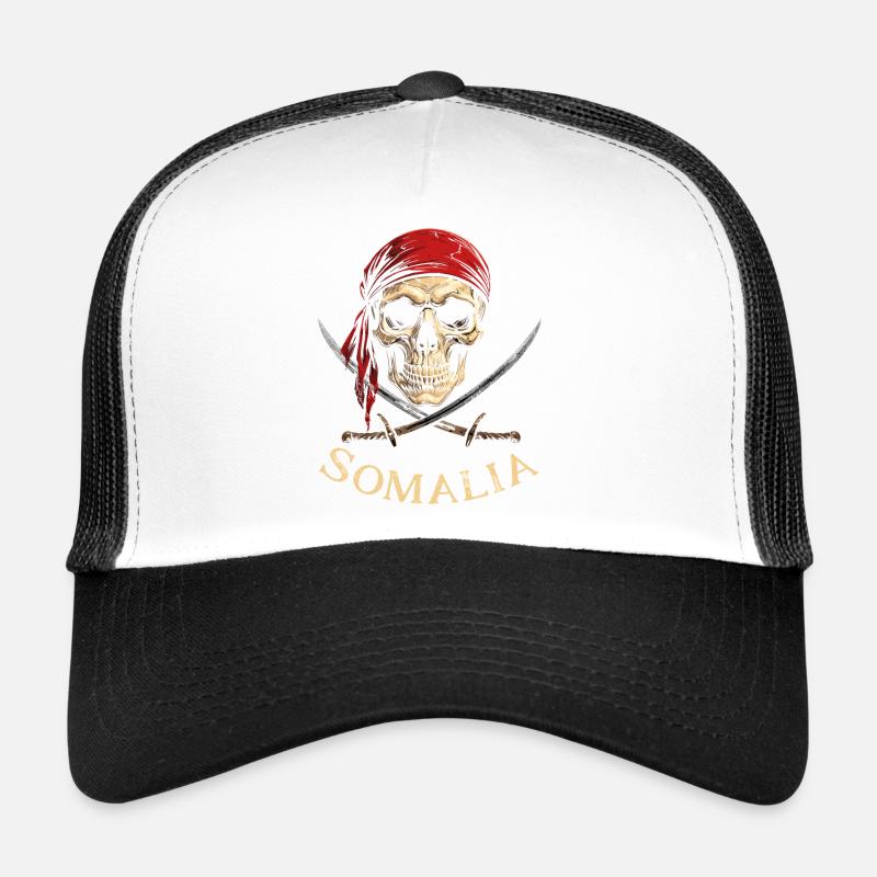 Red Pirate Skeleton Head Trucker Cap