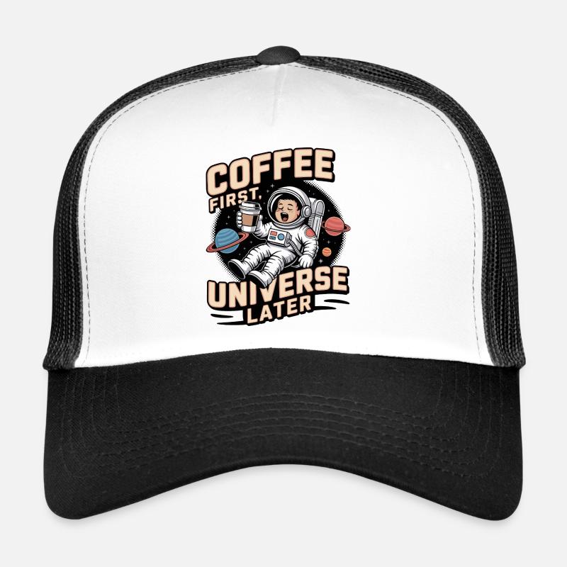 Astronaut im Weltraum - Trucker Cap - Weiß/Schwarz