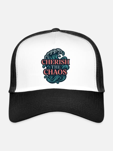 Cherish the Chaos – Ocean Waves - Trucker Cap - white/black - Front