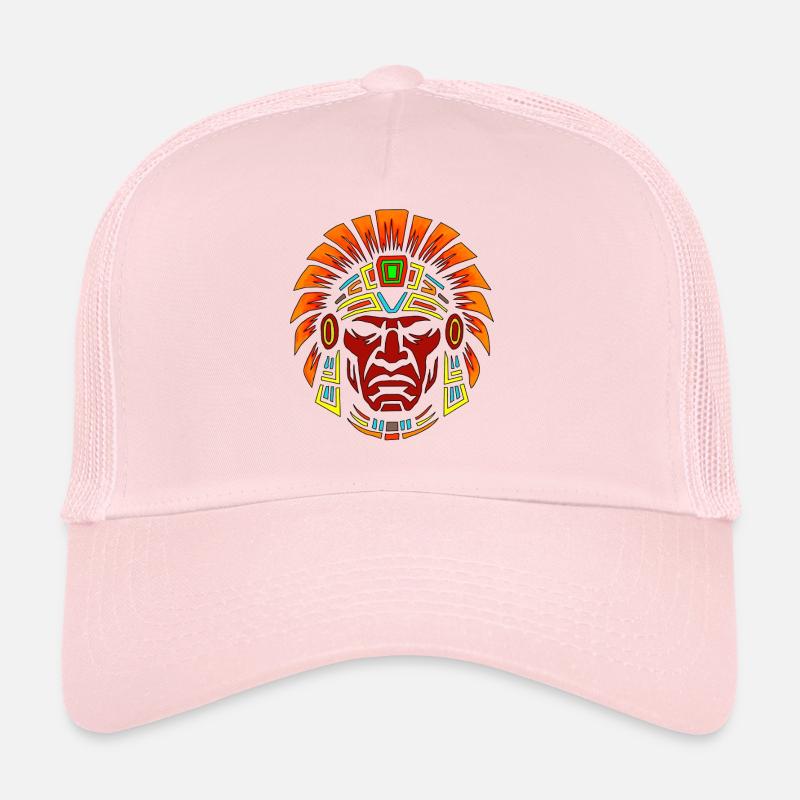 Indigenous Warrior Mask Design Trucker Cap