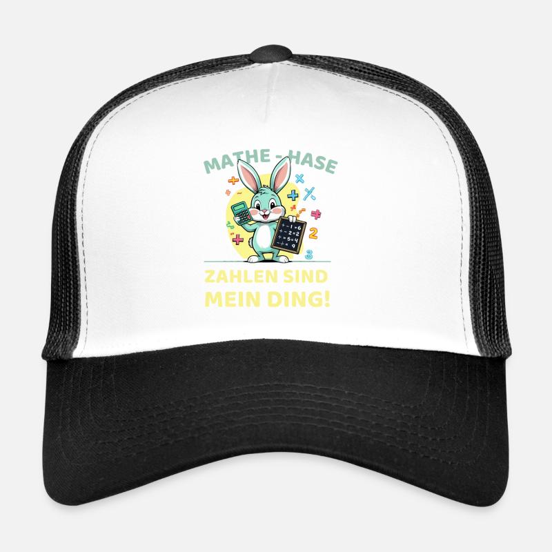 Math bunny with calculator and blackboard - Trucker Cap - white/black