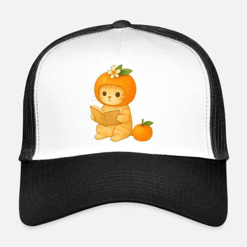 Chat ananas lecture avec fleurs Casquette trucker 