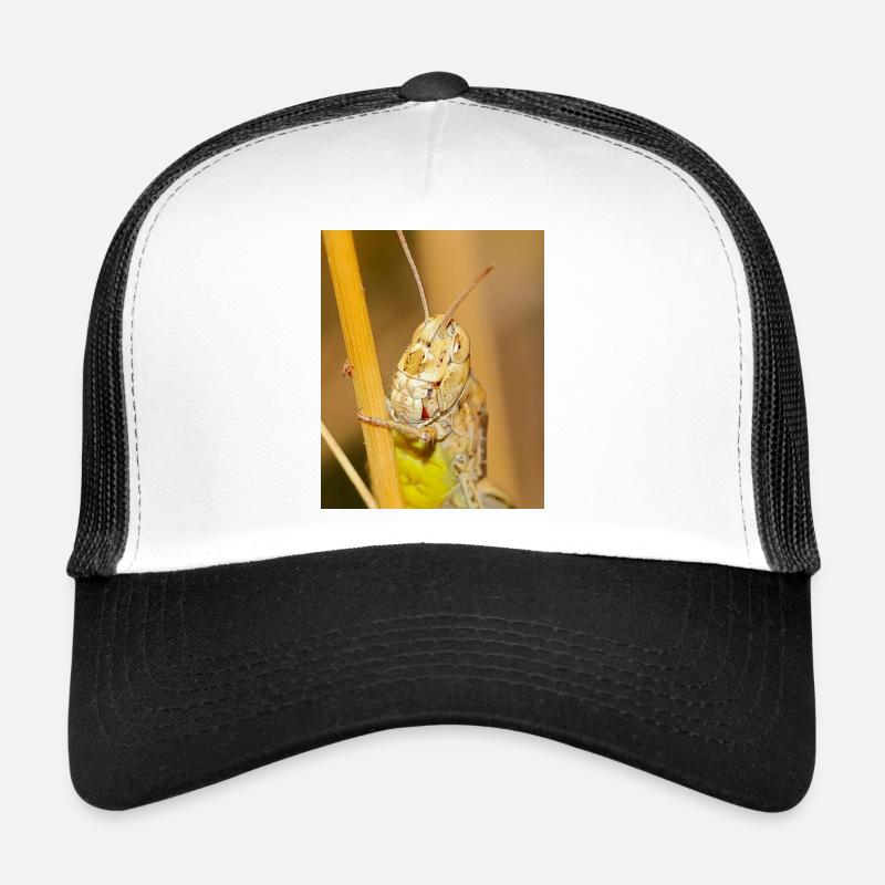 Makrofotografie einer Heuschrecke in Details Trucker Cap