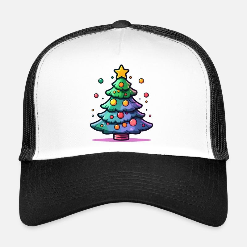 Festlicher Weihnachtsbaum mit buntem Schmuck Trucker Cap