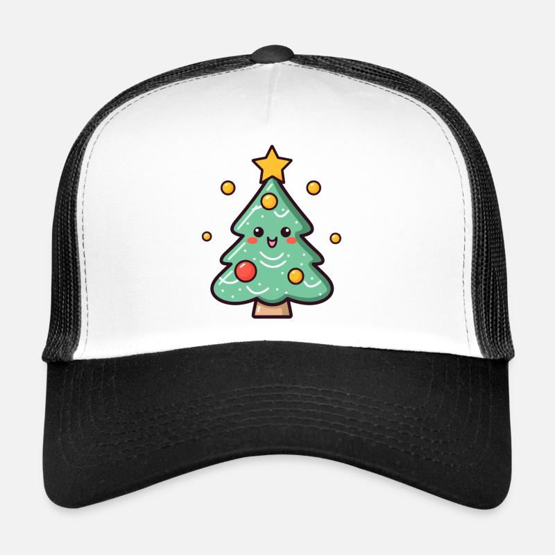 Niedlicher Weihnachtsbaum Illustration - Trucker Cap - Weiß/Schwarz