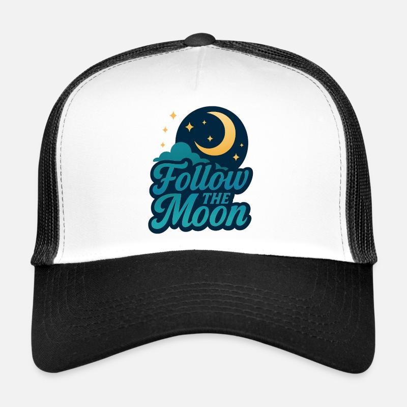 Night Sky with Moon and Stars - Trucker Cap - white/black