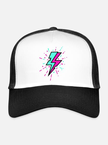 Retro Lightning Bolt Colorful Style - Trucker Cap - white/black - Front