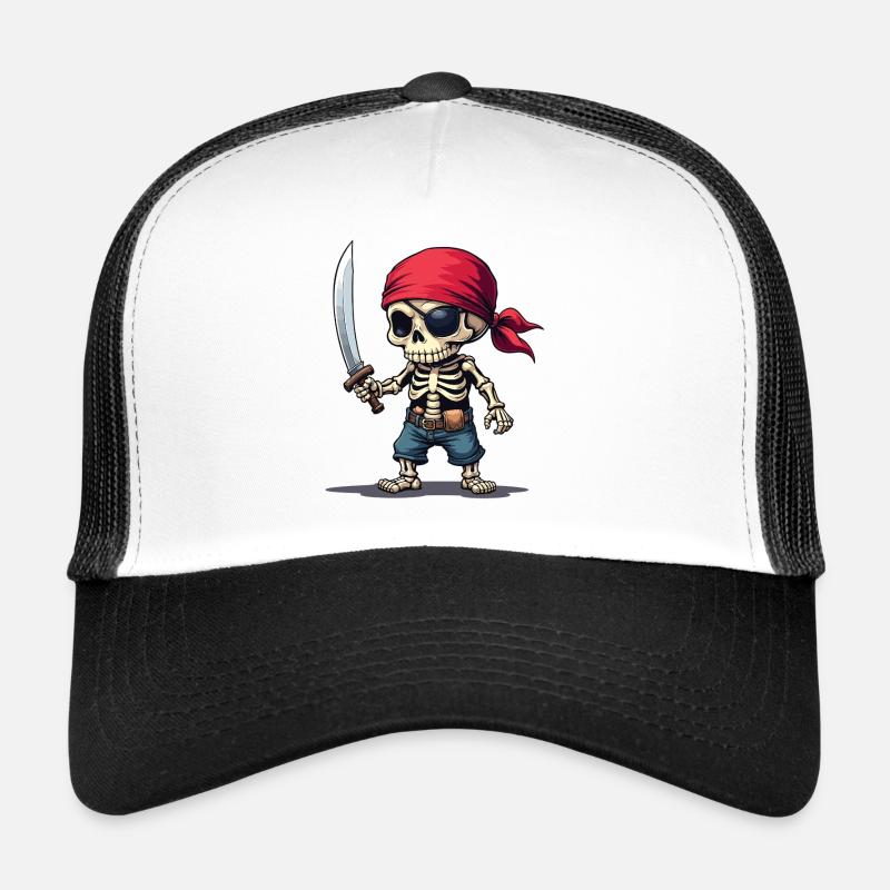 Pirate Skeleton with Sword - Trucker Cap - white/black