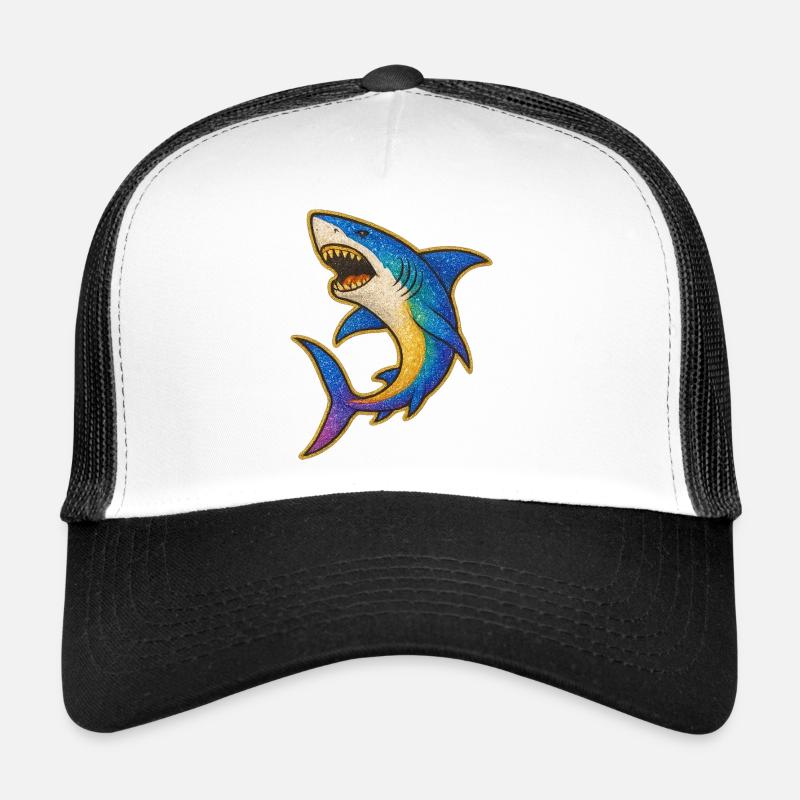 Requin | Requin arc-en-ciel Patch Art Casquette trucker 