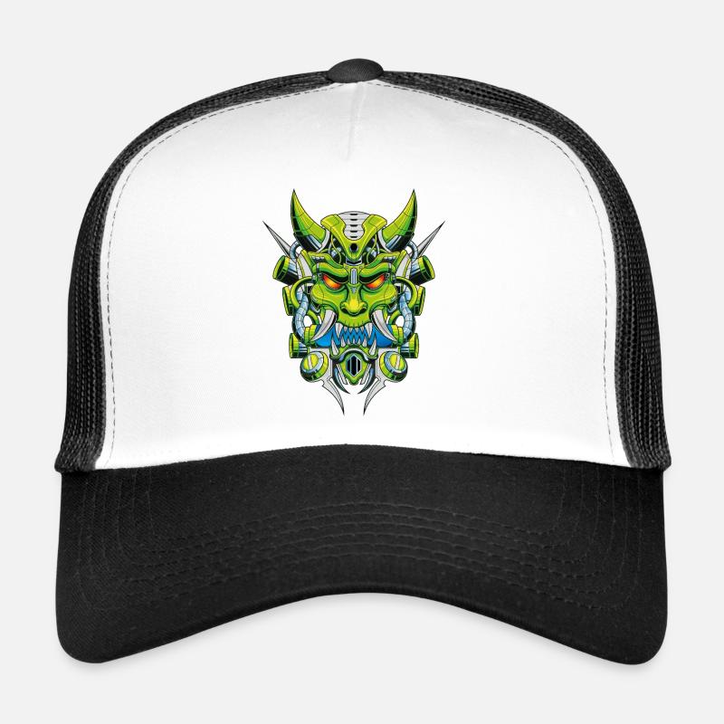 Japanischer Oni-Dämon - Trucker Cap - Weiß/Schwarz