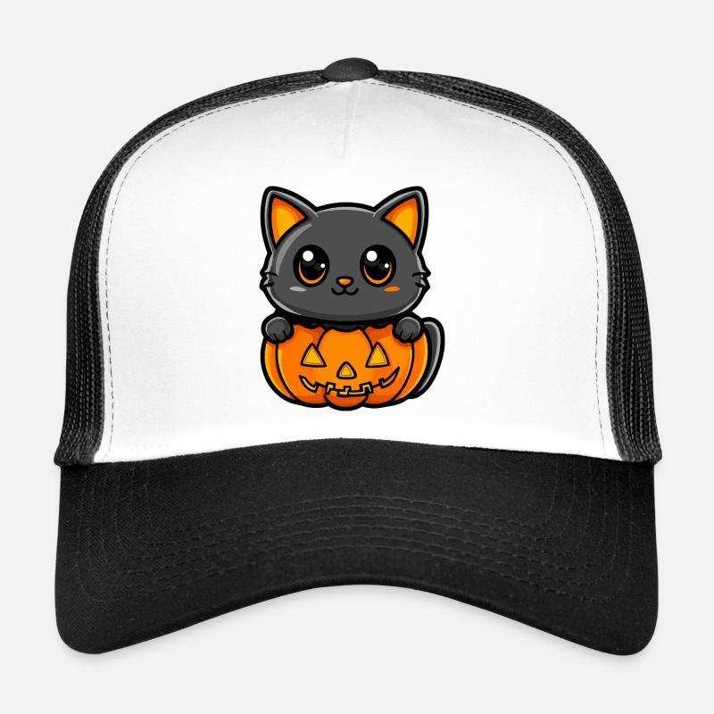 Cat Halloween Cat Comic Trucker Cap