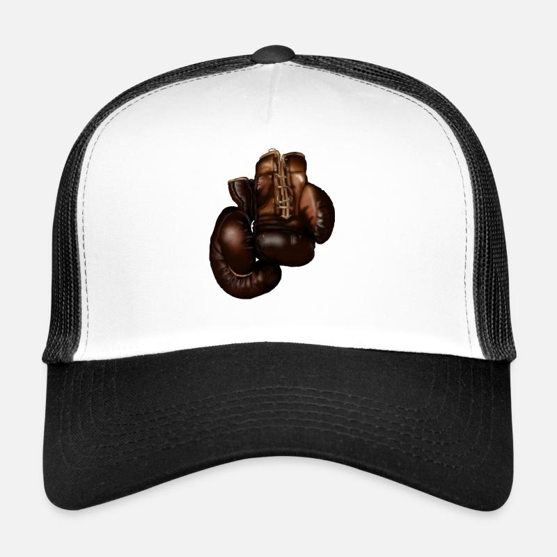 Dunkle Boxhandschuhe Lederdetail Trucker Cap