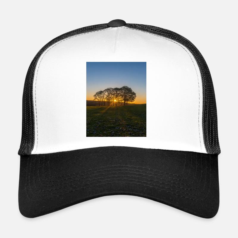 Temple Newham tree sunrise Trucker Cap