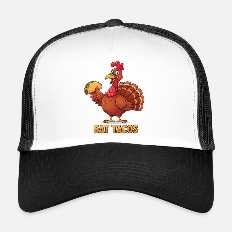 Eat Tacos Cartoon Turkey - Trucker Cap - Weiß/Schwarz