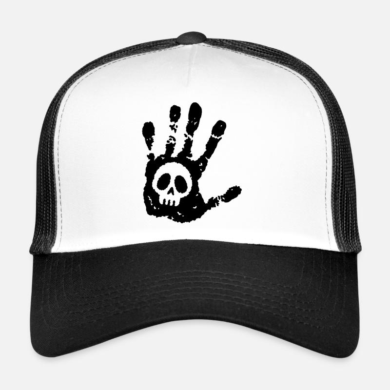 Crâne et empreinte noire Casquette trucker 